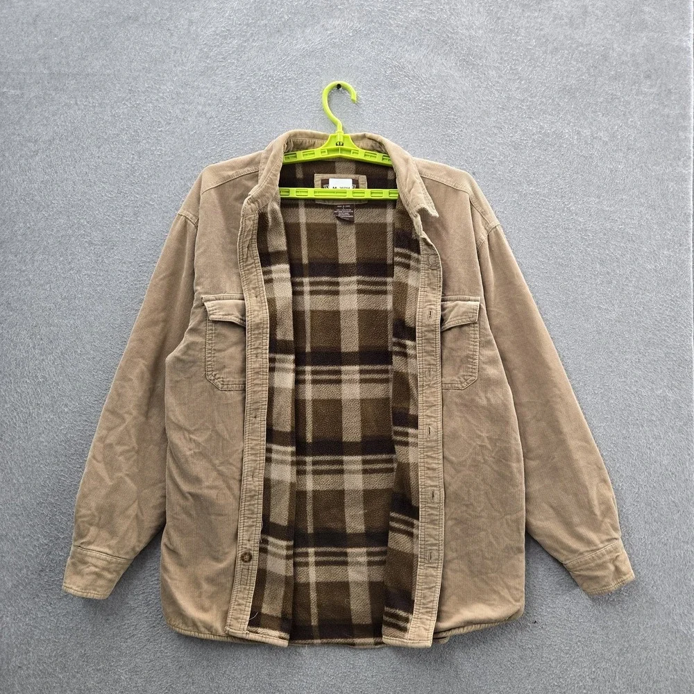 Levi's Men Jacket L Tan Shirt Button Long Sleeve‎ Corduroy Work Sherpa Lined